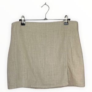 Lulus Tan Linen Mini Skirt Size M